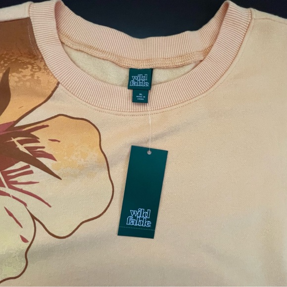 Wild Fable Peach Orange Sweatshirt with Flower Design - XL, NWT - Picture 8 of 9